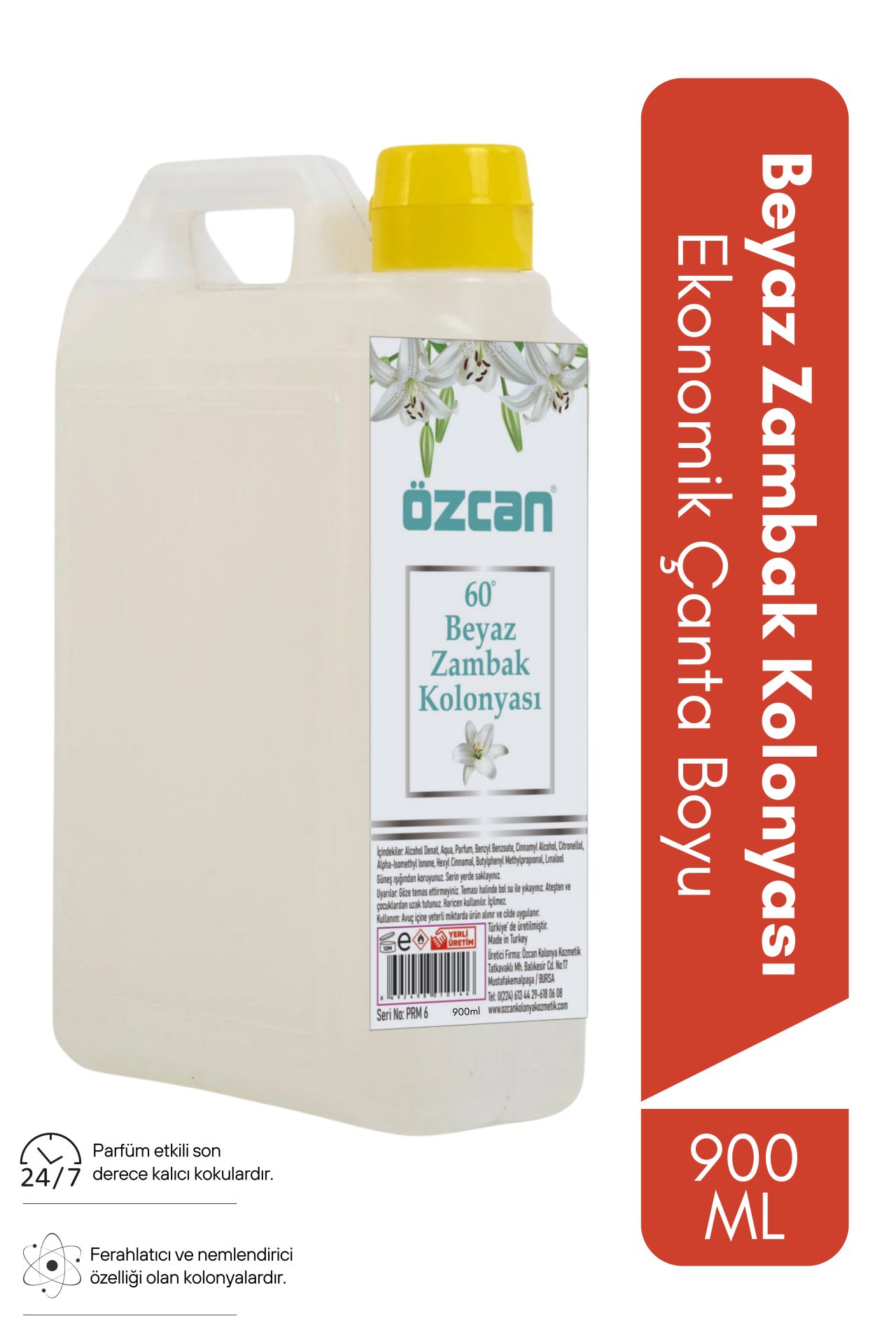 Beyaz Zambak Kolonyası 900ml Ekonomik Çanta Plastik Şişe