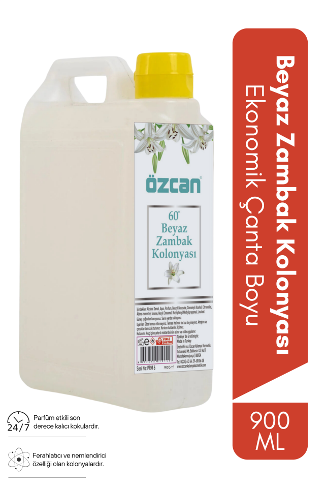Beyaz Zambak Kolonyası 900ml Ekonomik Çanta Plastik Şişe
