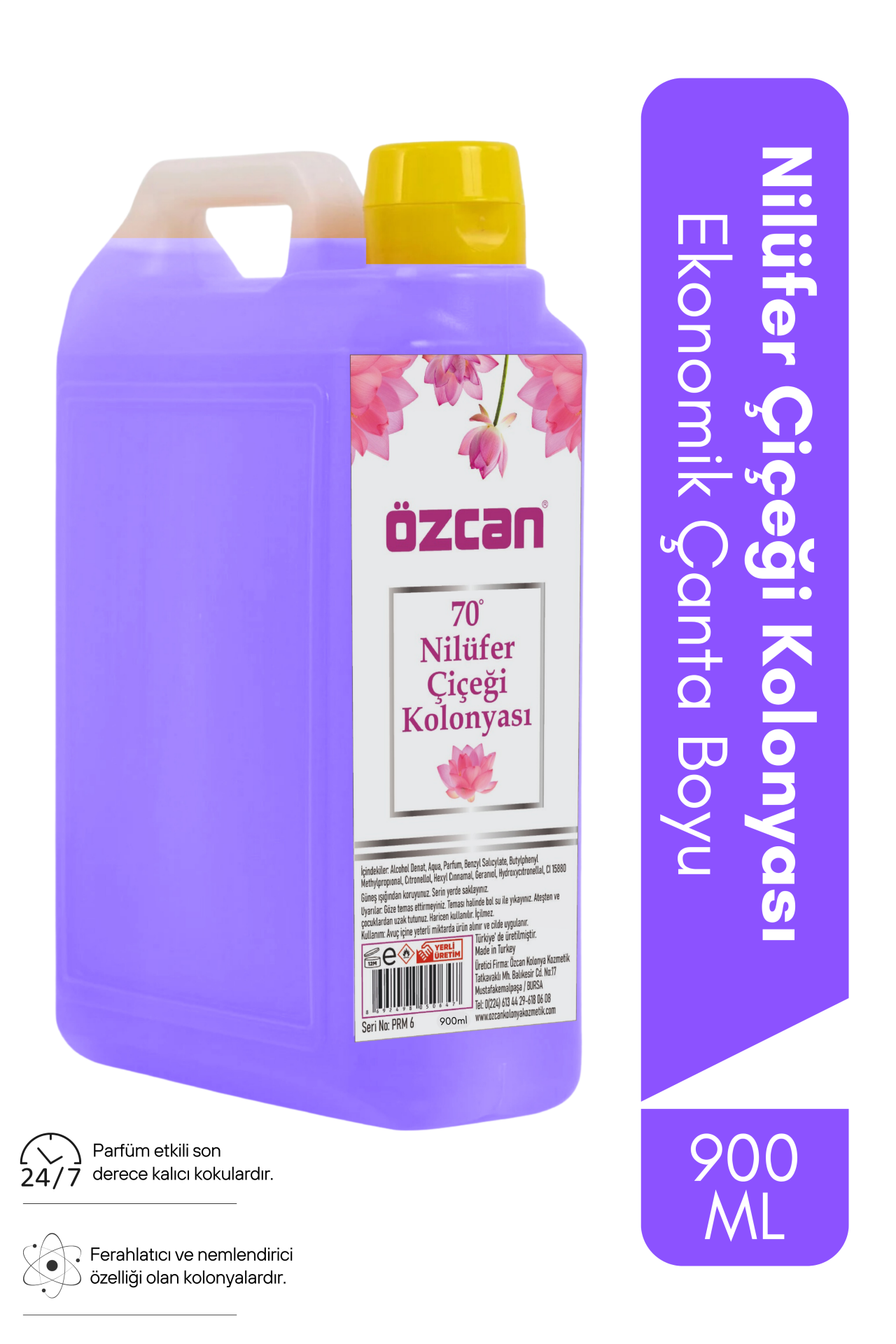 Nilüfer Çiçeği Kolonyası 900ml Ekonomik Çanta Plastik Şişe