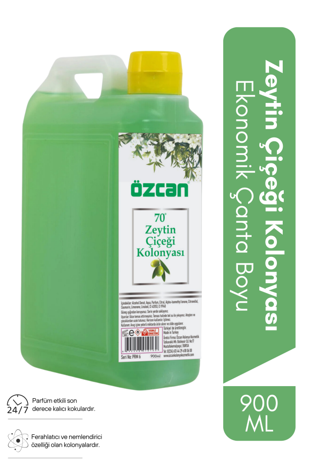 Zeytin Çiçeği Kolonyası 900ml Ekonomik Çanta Plastik Şişe