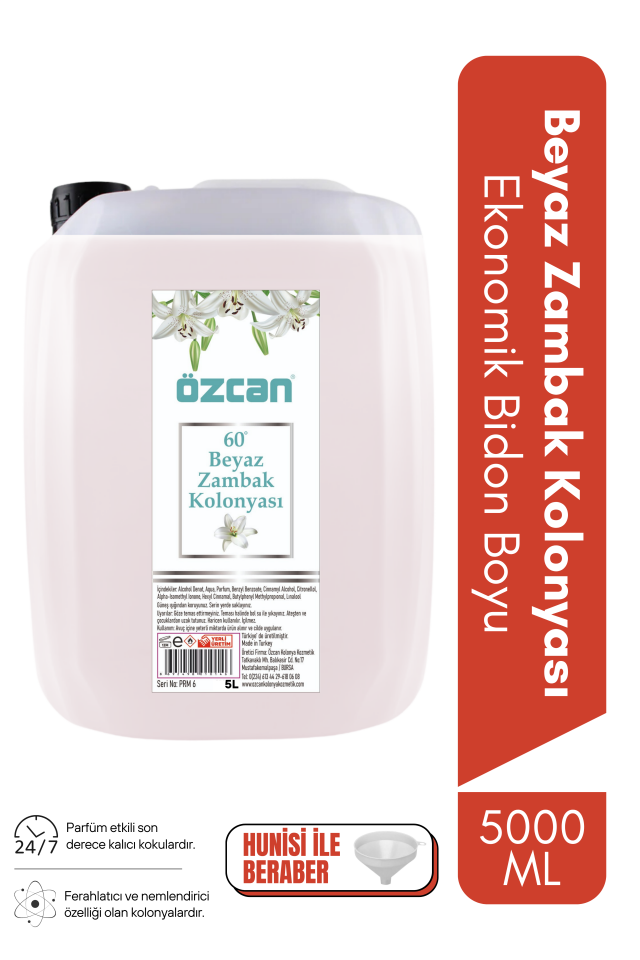 Beyaz Zambak Kolonyası 5000ml Ekonomik Çanta Bidon Şişe