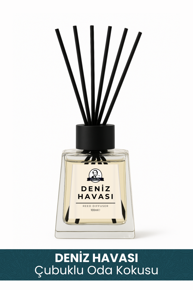 Deniz Havası Kokulu Çubuklu Oda Kokusu 100ml Dekoratif Cam Şişe