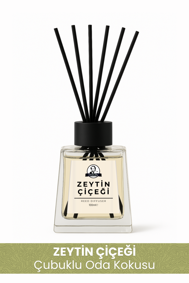 Zeytin Çiçeği Kokulu Çubuklu Oda Kokusu 100ml Dekoratif Cam Şişe