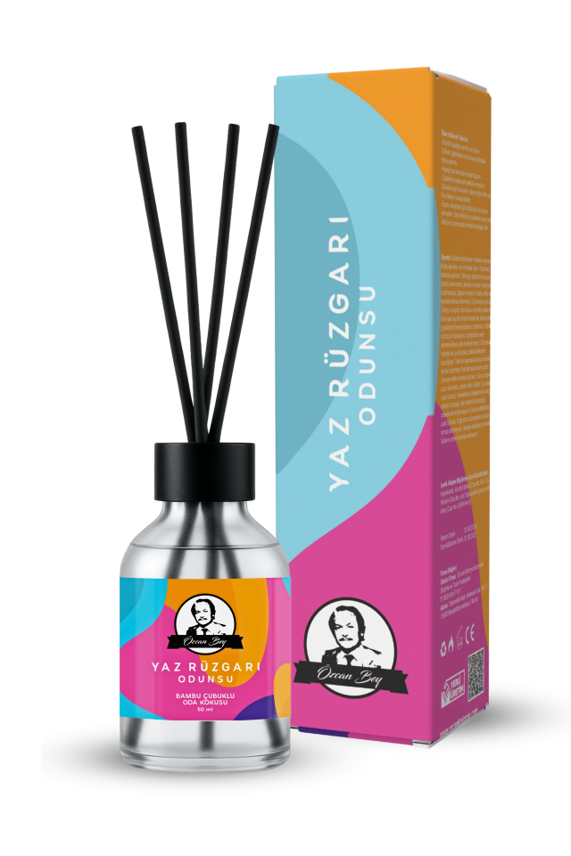Yaz Rüzgarı Kokulu Çubuklu Oda Kokusu 50ml Dekoratif Cam Şişe