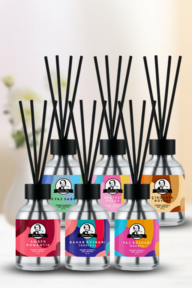 Beyaz Sabun Kokulu Çubuklu Oda Kokusu 50ml Dekoratif Cam Şişe