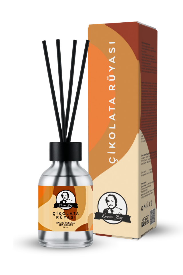 Çikolata Rüyası Kokulu Çubuklu Oda Kokusu 50ml Dekoratif Cam Şişe