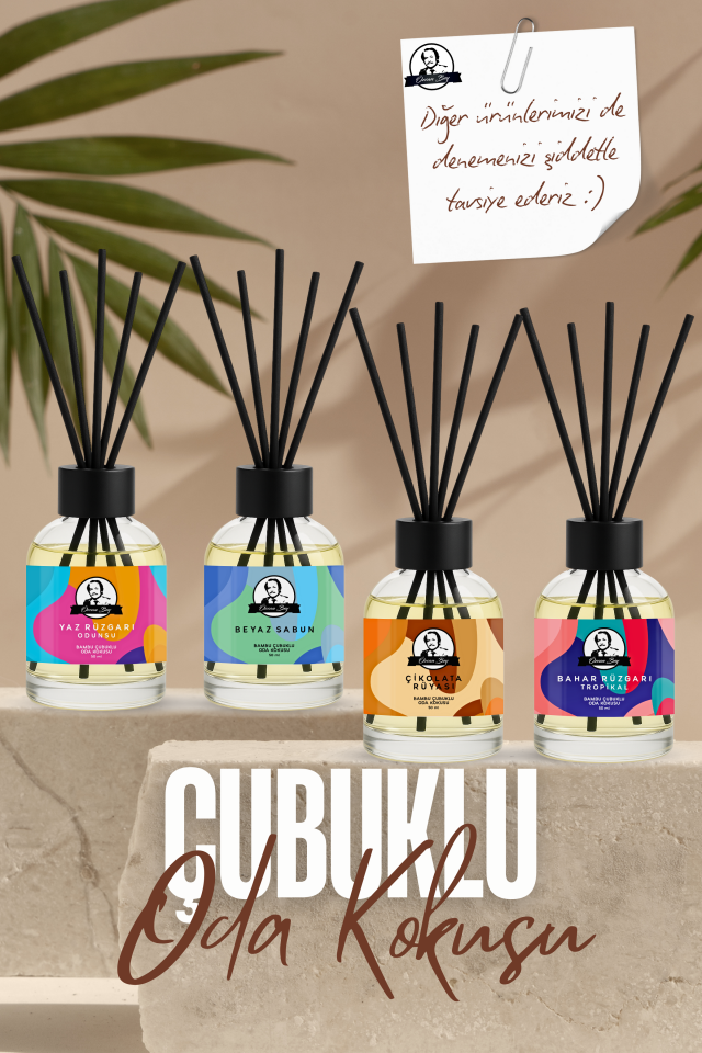 Çikolata Rüyası Kokulu Çubuklu Oda Kokusu 50ml Dekoratif Cam Şişe
