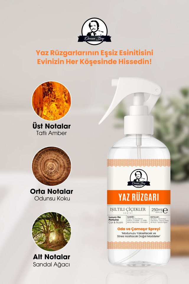 Yaz Rüzgarı Parfümlü Oda ve Çamaşır Spreyi 250ml Ortam ve Araba Kokusu