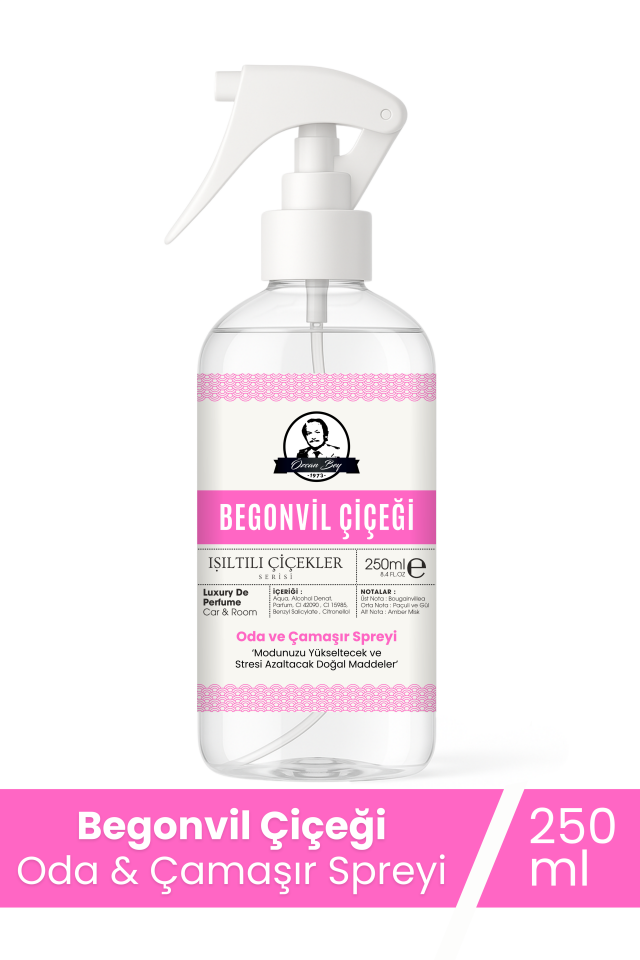 Begonvil Bahçesi Parfümlü Oda ve Çamaşır Spreyi 250ml Ortam ve Araba Kokusu