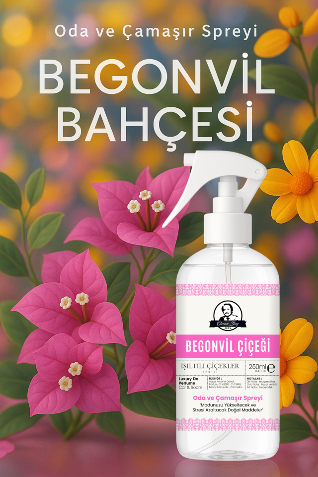 Begonvil Bahçesi Parfümlü Oda ve Çamaşır Spreyi 250ml Ortam ve Araba Kokusu
