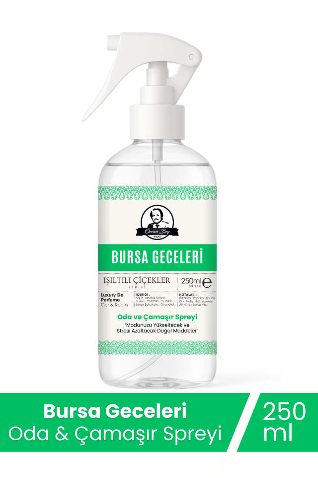 Bursa Geceleri Parfümlü Oda ve Çamaşır Spreyi 250ml Ortam ve Araba Kokusu