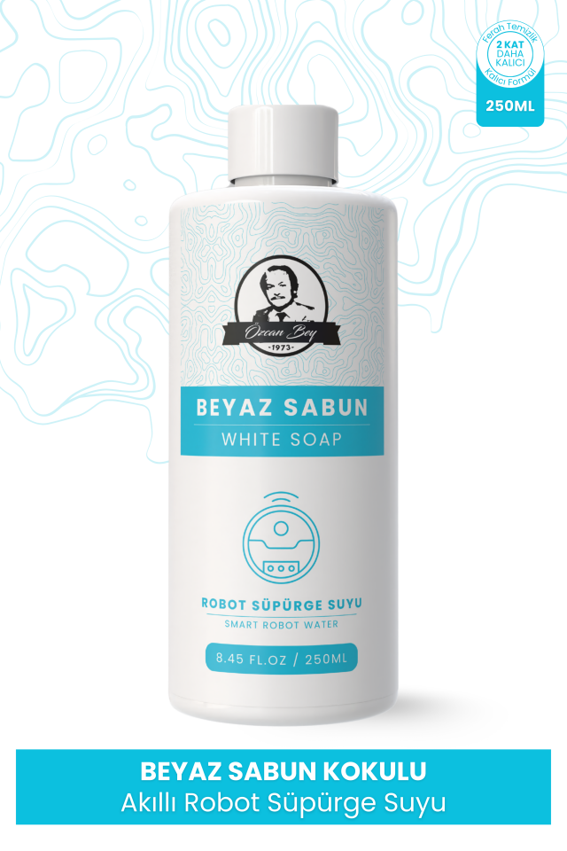 Beyaz Sabun Kokulu Akıllı Robot Süpürge Suyu, Mop Suyu Yüzey Temizleyici Robot Deterjanı 250ml