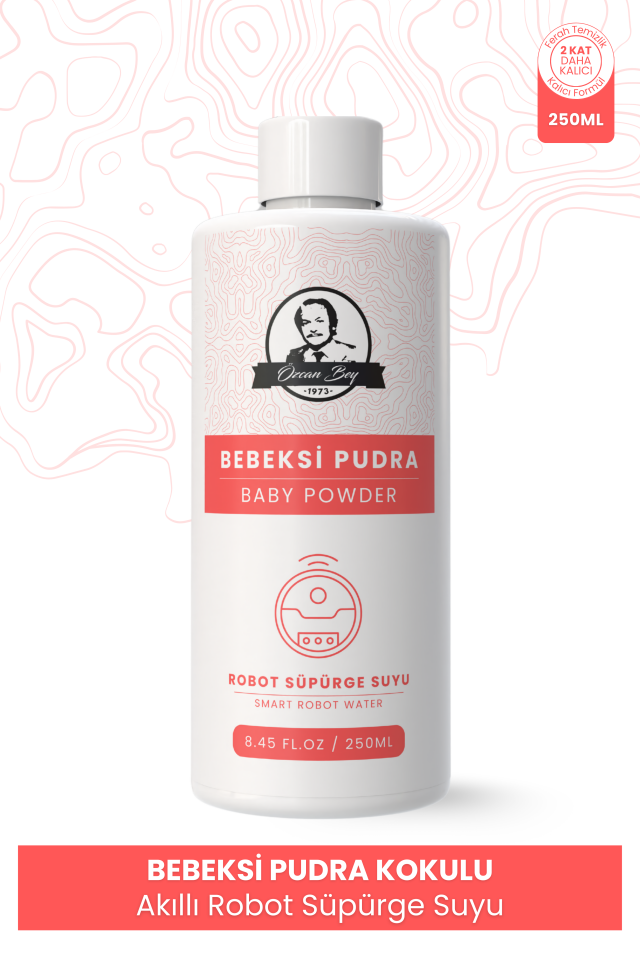 Bebeksi Pudra Kokulu Akıllı Robot Süpürge Suyu, Mop Suyu Yüzey Temizleyici Robot Deterjanı 250ml