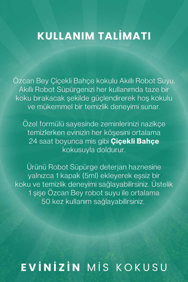 Çiçekli Bahçe Kokulu Akıllı Robot Süpürge Suyu, Mop Suyu Yüzey Temizleyici Robot Deterjanı 250ml