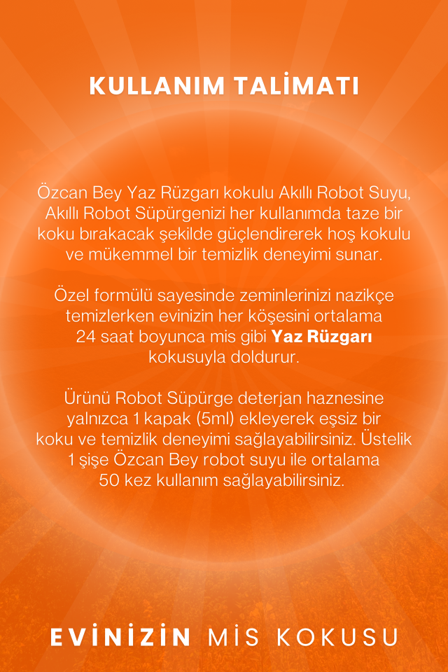 Yaz Rüzgarı Kokulu Akıllı Robot Süpürge Suyu, Mop Suyu Yüzey Temizleyici Robot Deterjanı 250ml