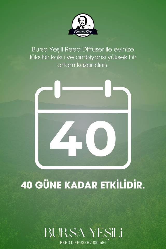 Bursa Yeşili Kolonyası 200ml ve Çubuklu Oda Kokusu 100ml Hediyelik Set Cam Şişeler