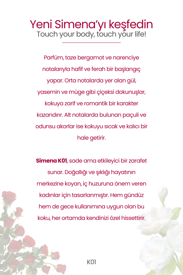 Simena K01 - Comme Evidence Kadın Parfümü Çiçeksi 50ml