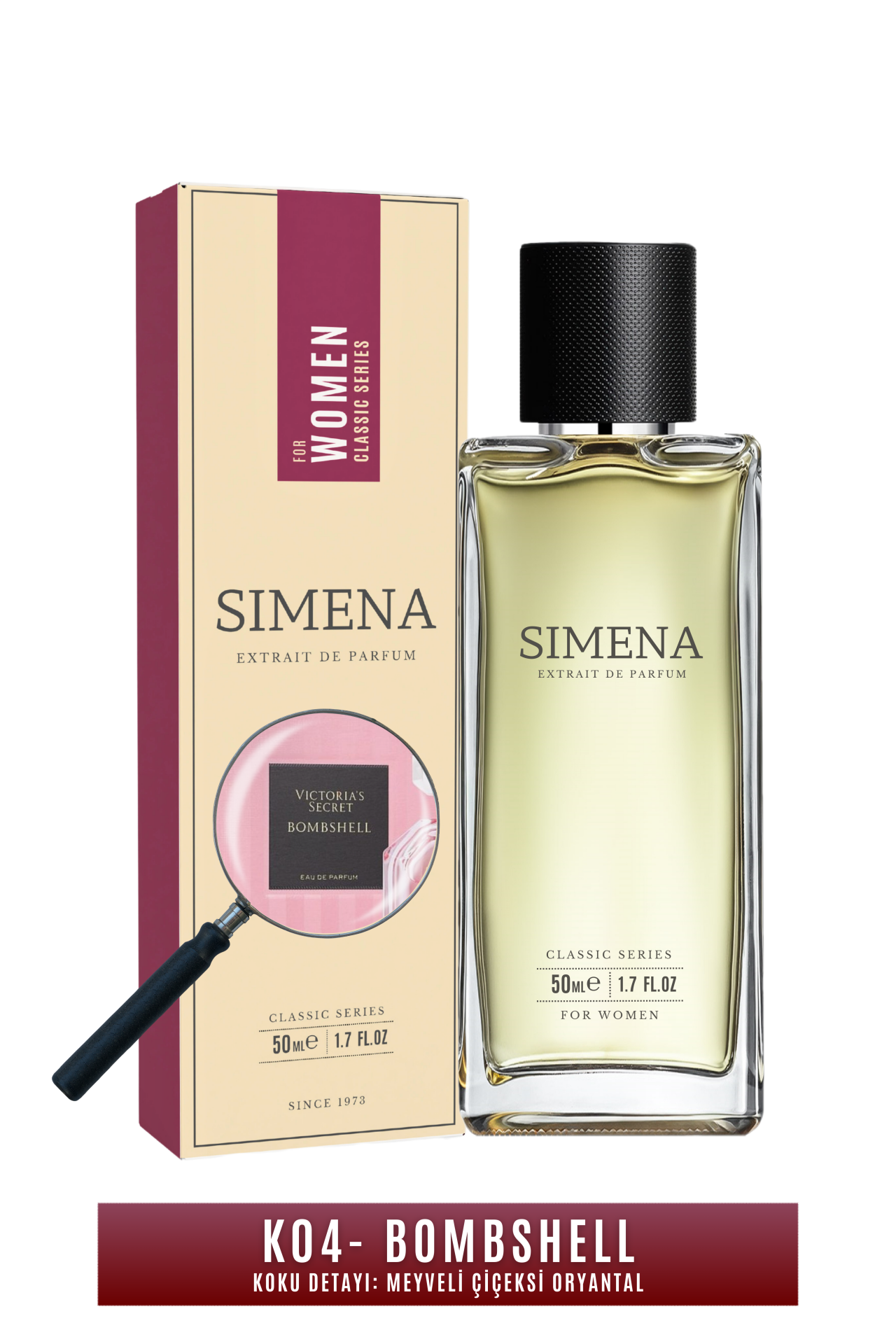 Simena K04 - Bombshell Kadın Parfümü Meyveli Çiçeksi Oryantal 50ml