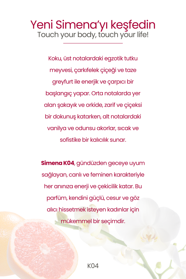Simena K04 - Bombshell Kadın Parfümü Meyveli Çiçeksi Oryantal 50ml