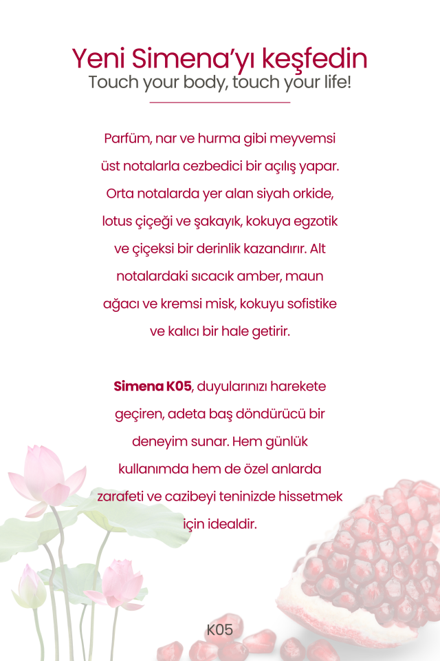 Simena K05 - Euphoria Kadın Parfümü Meyveli Çiçeksi Oryantal 50ml