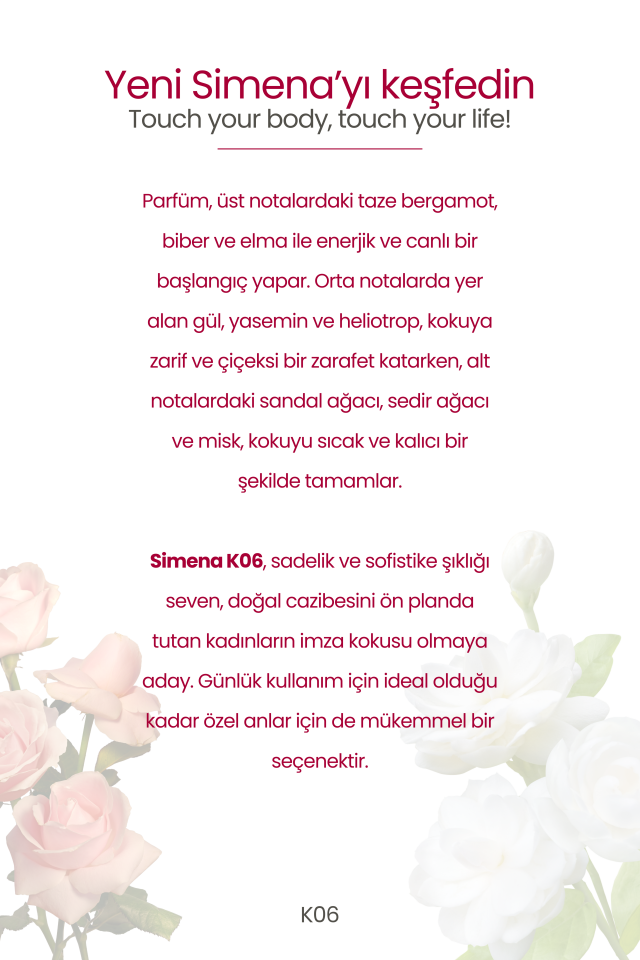 Simena K06 - Pour Femme Kadın Parfümü Çiçeksi Pudra 50ml