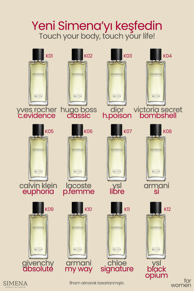 Simena K06 - Pour Femme Kadın Parfümü Çiçeksi Pudra 50ml