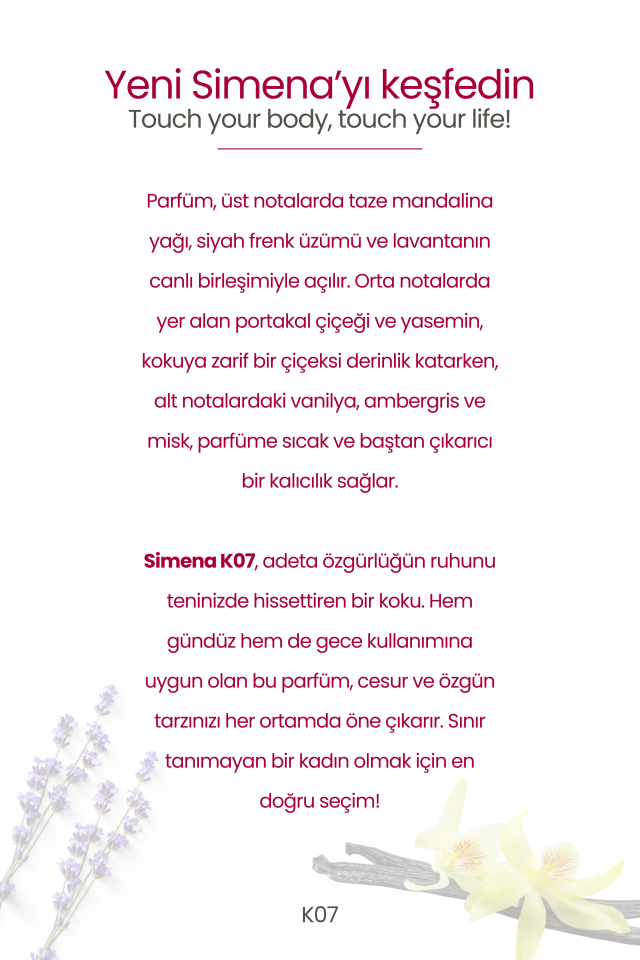 Simena K07 - Libre Kadın Parfümü Amber Fujer 50ml