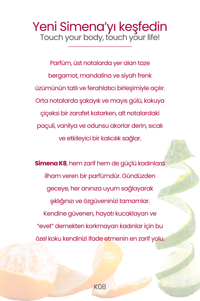 Simena K08 - Si Kadın Parfümü Gül Meyveli 50ml