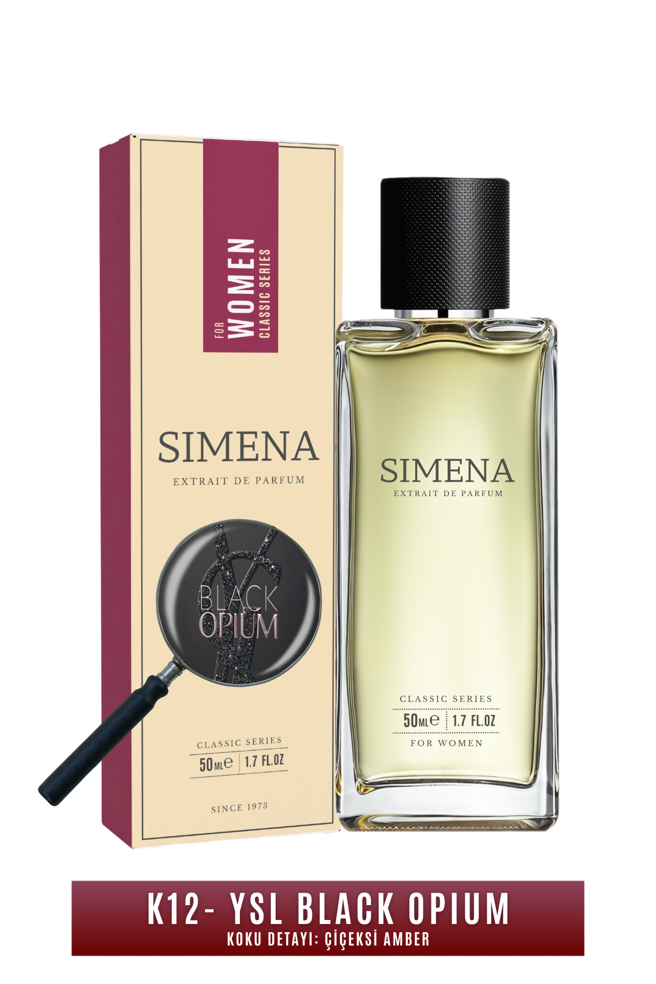 Simena K12 - Black Opium Kadın Parfümü Çiçeksi Amber 50ml