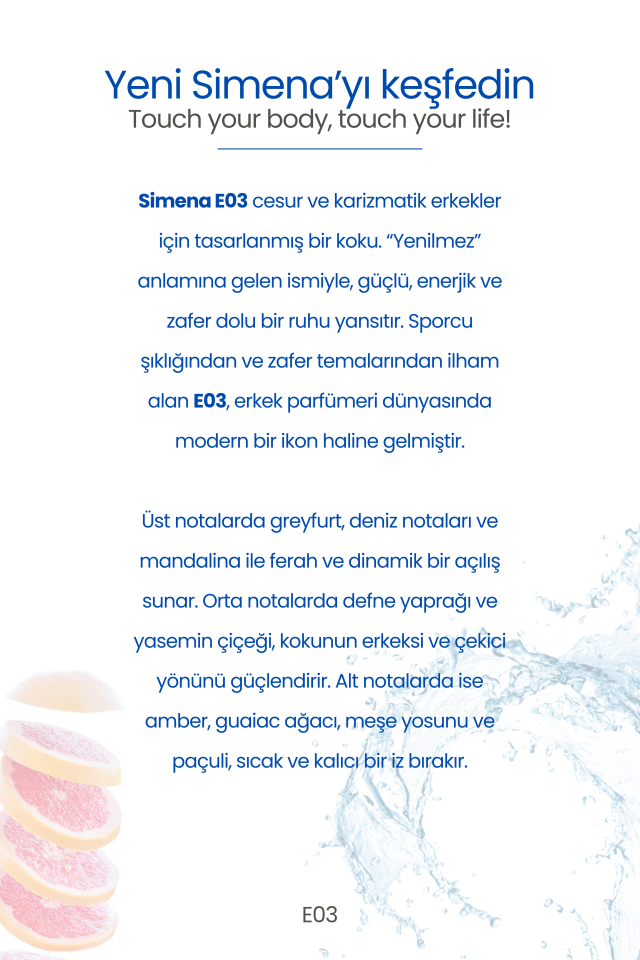 Simena E03 - Invictus Parfümü Fresh Deniz Esintisi 50ml