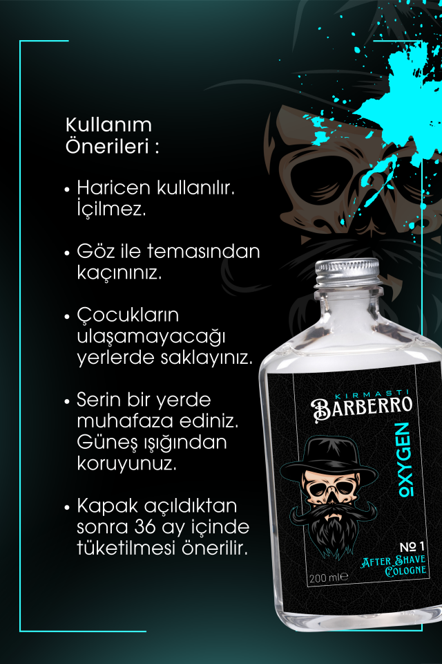 After Shave Serisi Oxygen No.1 Tıraş Sonrası Tahrişi Önleyici ve Nemlendirici Kolonya 200ml