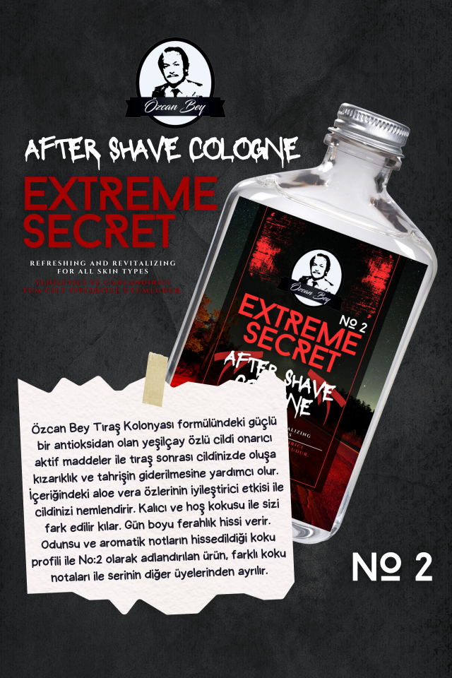 After Shave Serisi Extreme Secret No.2 Tıraş Sonrası Tahrişi Önleyici ve Nemlendirici Kolonya 200ml
