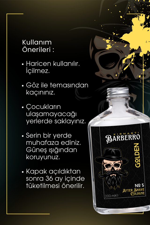 After Shave Serisi Golden No.5 Tıraş Sonrası Tahrişi Önleyici ve Nemlendirici Kolonya 200ml