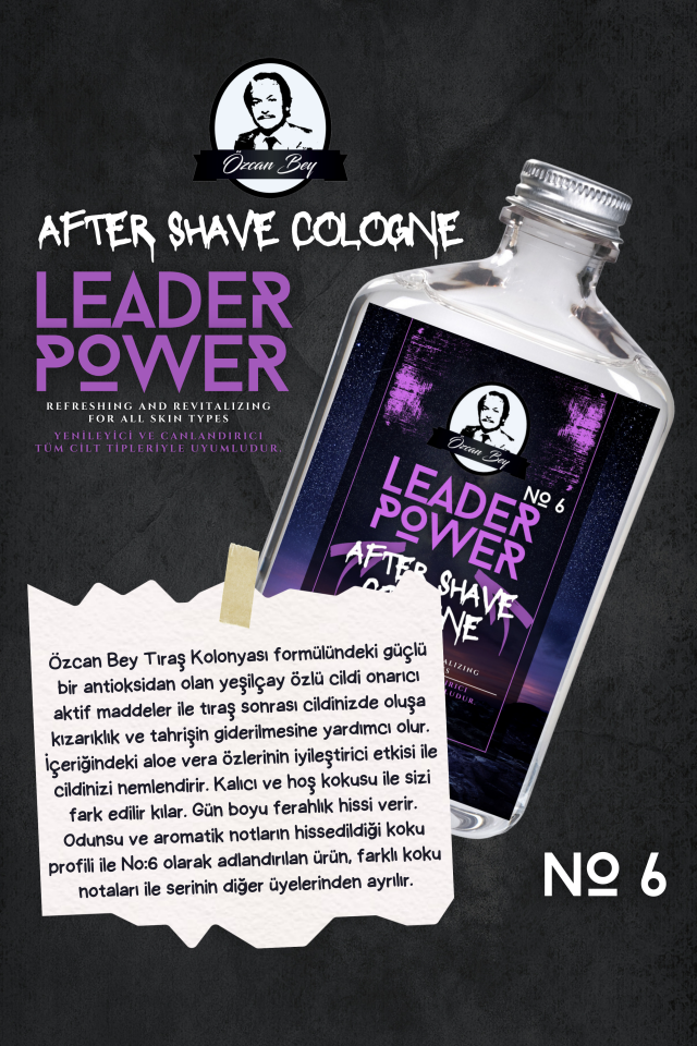After Shave Serisi Leader Power No.6 Tıraş Sonrası Tahrişi Önleyici ve Nemlendirici Kolonya 200ml