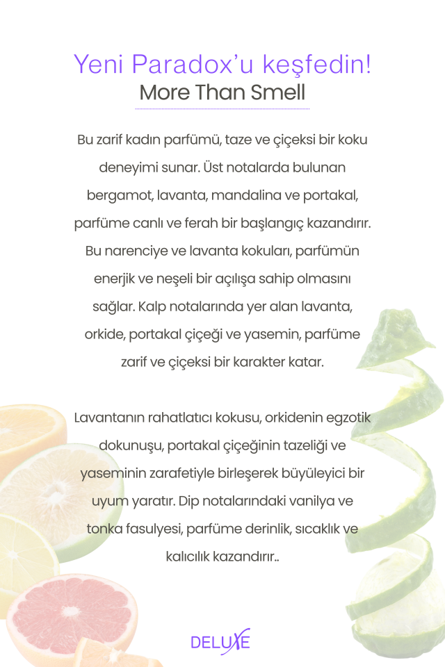 Paradox EDP Kadın Parfümü 100ml | Meyveli, Çiçeksi | Armut, Neroli, Bergamot, Yasemin, Amber, Vanilya