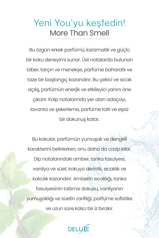 You EDP Erkek Parfüm 100ml | Meyveli, Taze | Tarçın, Lavanta, Ananas, Amber, Sedir