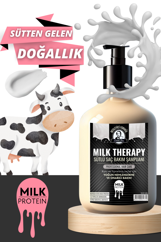 Profosyonel Milk Protein Sütlü Saç Bakım Şampuanı Süt Proteinli Onarıcı Ve Yenileyici Şampuan 500 ml