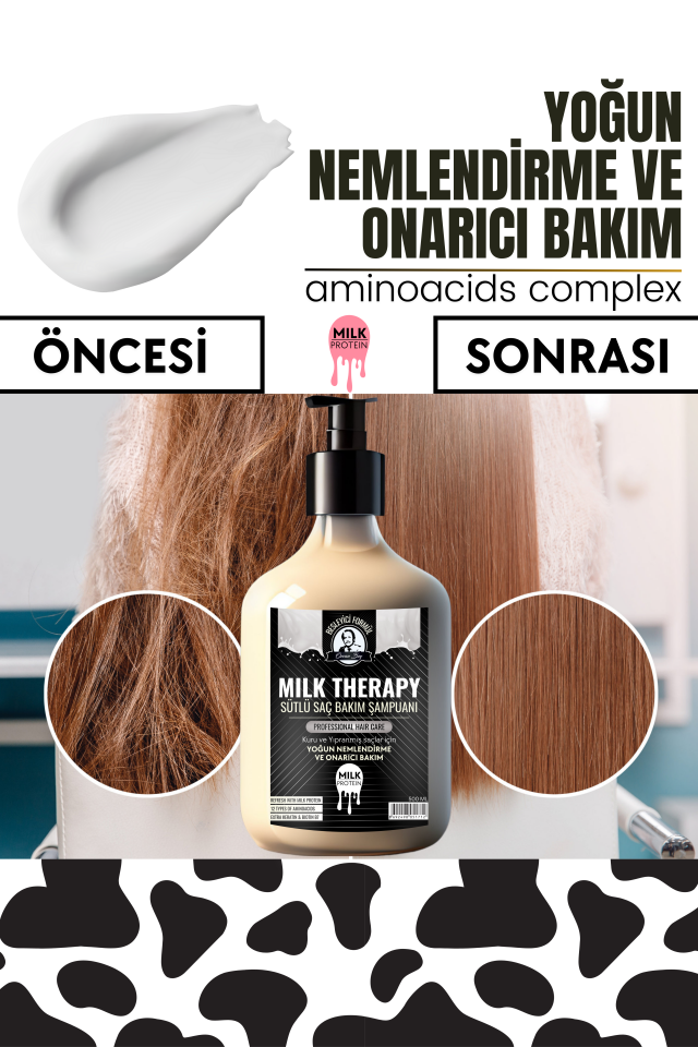 Profosyonel Milk Protein Sütlü Saç Bakım Şampuanı Süt Proteinli Onarıcı Ve Yenileyici Şampuan 500 ml