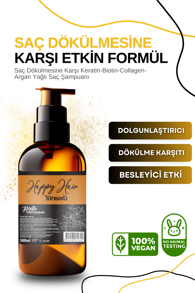 Saç Dökülmesine Karşı Saç Bakım Şampuanı Biotin Ve Keratin Özlü Onarıcı Ve Yenileyici Şampuan 500 ml