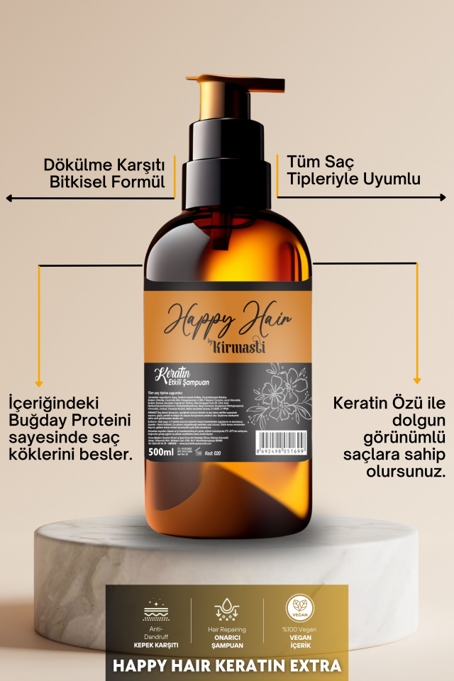 Saç Dökülmesine Karşı Saç Bakım Şampuanı Biotin Ve Keratin Özlü Onarıcı Ve Yenileyici Şampuan 500 ml