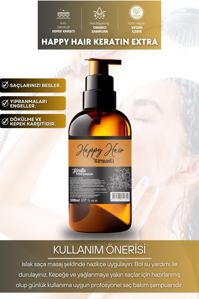 Saç Dökülmesine Karşı Saç Bakım Şampuanı Biotin Ve Keratin Özlü Onarıcı Ve Yenileyici Şampuan 500 ml