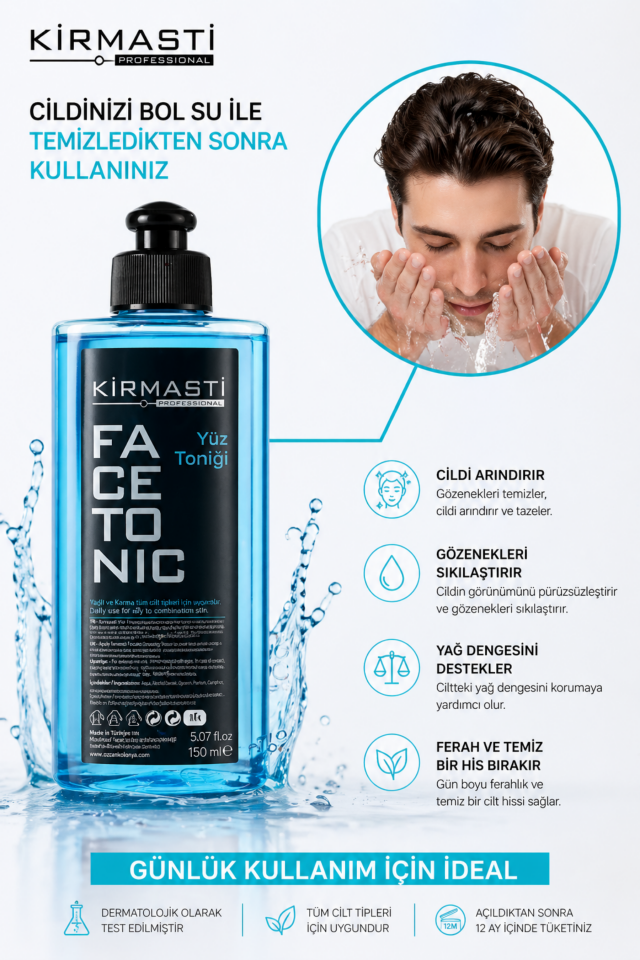 Yüz Temizleme Toniği Ve Akne Karşıtı Makyaj Temizleme Arındırıcı Toniği Yağ Dengeleyici Tonik 150ml