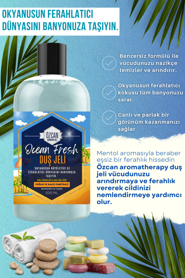 Ocean Fresh Mentol Etkili Okyanus Ferahlığı Kokulu Nemlendirici Banyo ve Duş Jeli 500ml