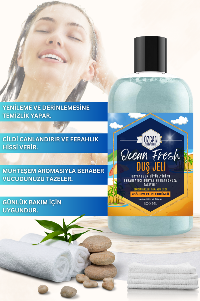 Ocean Fresh Mentol Etkili Okyanus Ferahlığı Kokulu Nemlendirici Banyo ve Duş Jeli 500ml