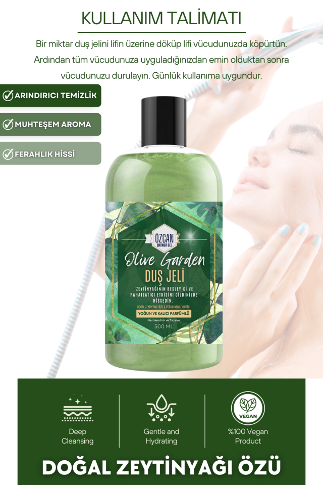 Olive Garden Doğal Zeytinyağlı Hamam Kokulu Zeytinyağı Özlü Nemlendirici Banyo ve Duş Jeli 500ml