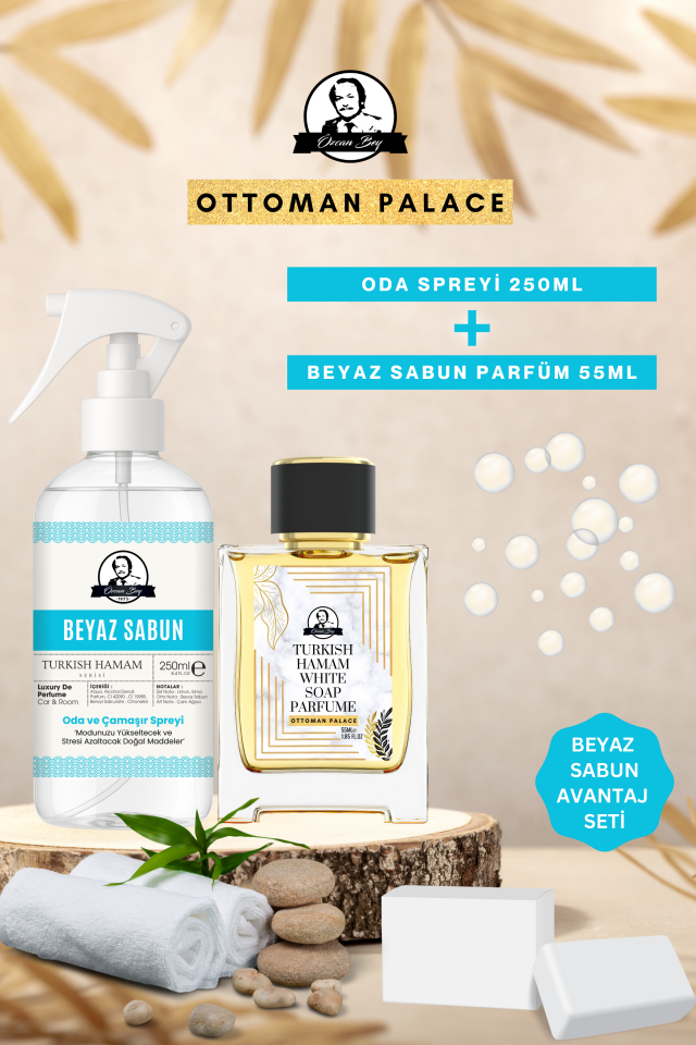 Ottoman Serisi Beyaz Sabun Kokulu Parfüm White Soap 55ml Ve Beyaz Sabun Oda Spreyi 250ml