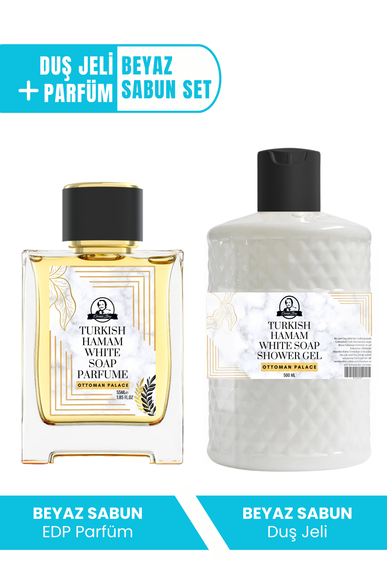 Ottoman Serisi Beyaz Sabun Kokulu Parfüm White Soap 55ml Ve Beyaz Sabun Duş Jeli 500ml