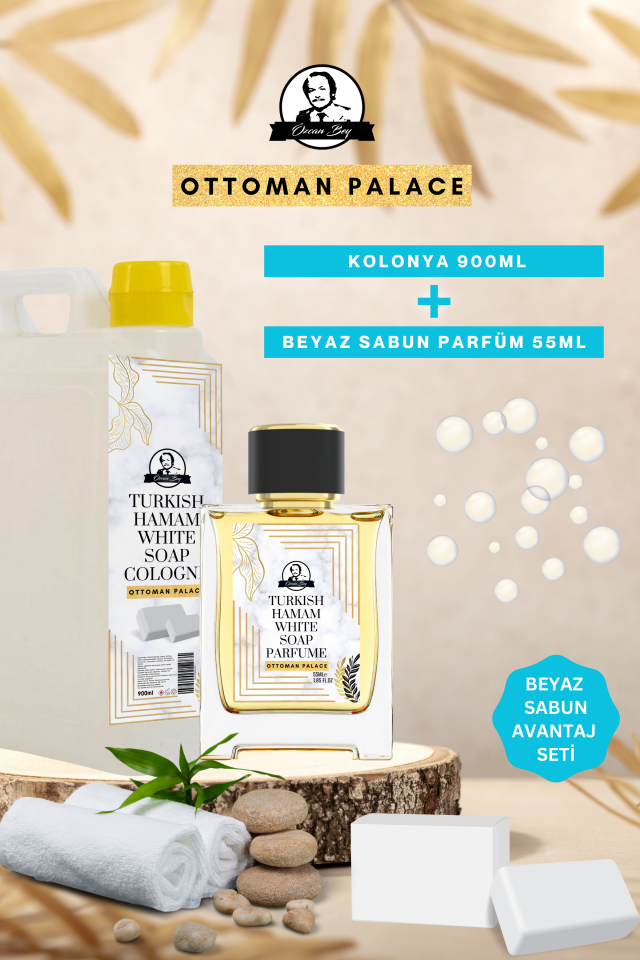 Ottoman Serisi Beyaz Sabun Kokulu Parfüm White Soap 55ml Ve Beyaz Sabun Kolonyası 900ml