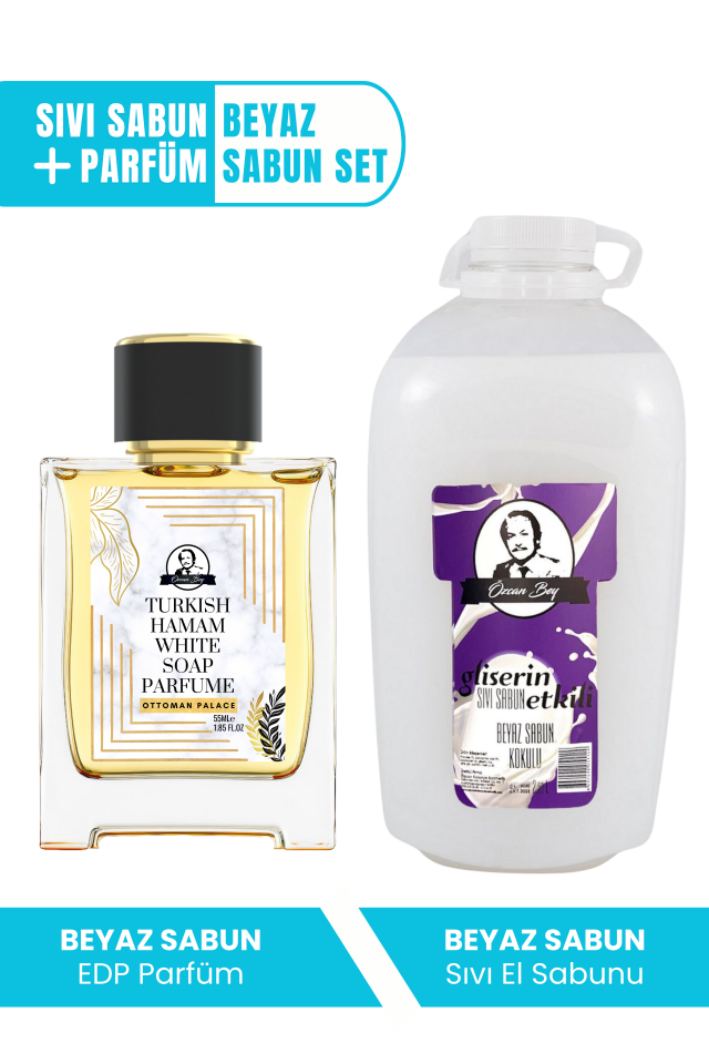 Ottoman Serisi Beyaz Sabun Kokulu Parfüm White Soap 55ml Ve Sıvı Beyaz Sabun Sıvı Sabunu 2500ml