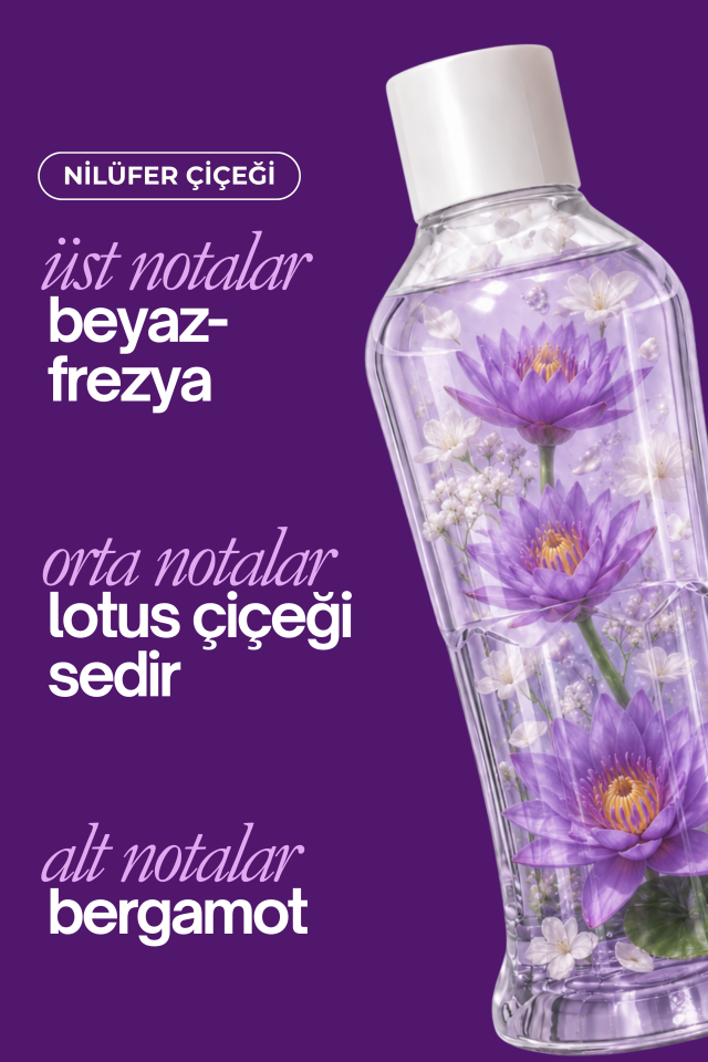 Premium Seri Nilüfer Çiçeği Kolonyası, Ferahlatıcı ve Serinletici Kolonya Perfumed Cologne Pet Şişe 400ml